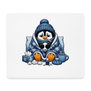 Winterpinguin Kuschel-Outfit mit Erkältung - Mousepad (Querformat) - Weiß - Vorne