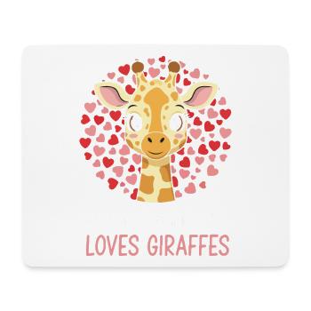 Illustration du cœur de la fille adore la girafe - Tapis de souris (format paysage) - blanc - Devant
