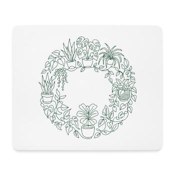 Green plant wreath - Mouse Pad (horizontal) - white - Front