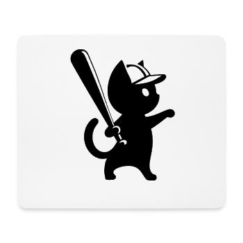 Minimalistische Katzen-Baseballspieler Silhouette - Mousepad (Querformat) - Weiß - Vorne