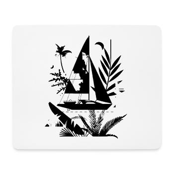 Look de dessin animé de voilier - Tapis de souris (format paysage) - blanc - Devant
