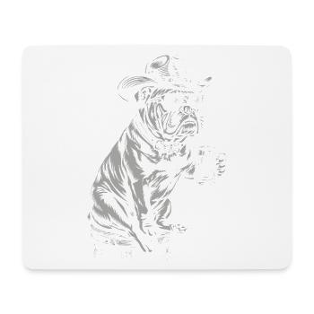 Cowboy Hund Bier Lustiger Bulldogge - Mousepad (Querformat) - Weiß - Vorne