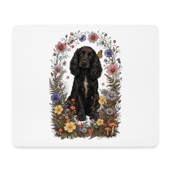 Chien à cadre floral - Tapis de souris (format paysage) - blanc - Devant