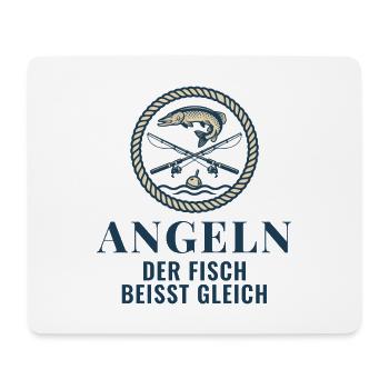 Angeln Der Fisch Beisst Gleich Angler Geschenk - Mousepad (Querformat) - Weiß - Vorne