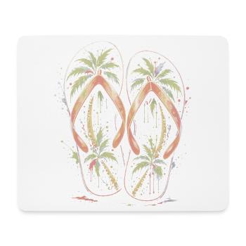 Flip-Flops Strandpalmen-Mehrfarbige Splash-Art - Mousepad (Querformat) - Weiß - Vorne
