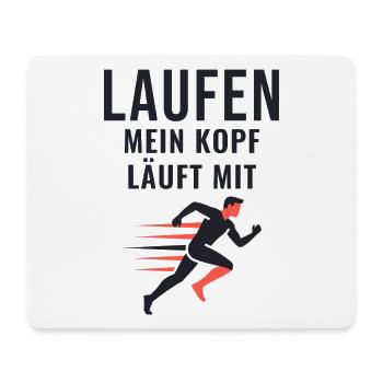 Laufen Mein Kopf Läuft Mit Läufer Geschenk - Mousepad (Querformat) - Weiß - Vorne