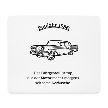40. Geburtstag 1986 - Fahrgestell & Motor - Mousepad (Querformat) - Weiß - Vorne