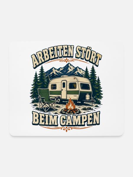 Arbeiten stört beim Campen – Bergcamping - Mousepad (Querformat) - Weiß