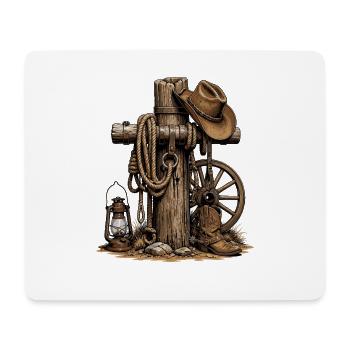 Western Rustic Post, Lasso and Hat - Mouse Pad (horizontal) - white - Front