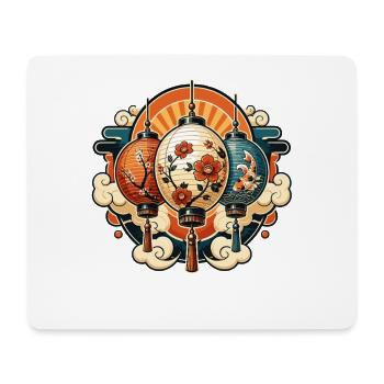 Chinese lanterns with flowers and koi - Mouse Pad (horizontal) - white - Front
