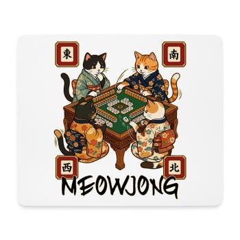 Meowjong Cute Cat Mahjong Game Social Club - Mouse Pad (horizontal) - white - Front