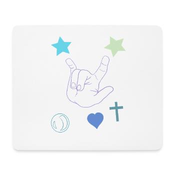 Rockhand mit Sternen und Herz - Mousepad (Querformat) - Weiß - Vorne