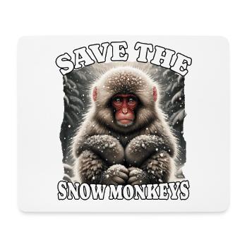 Schneeaffe Save Snow Monkey - Mousepad (Querformat) - Weiß - Vorne
