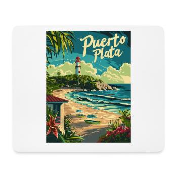  Puerto Plata Karibik Strand und Leuchtturm - Mousepad (Querformat) - Weiß - Vorne