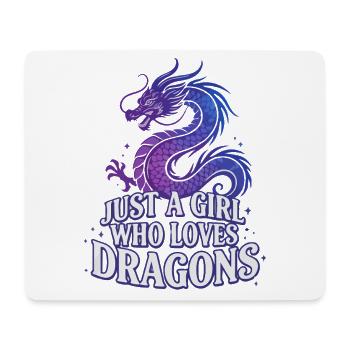Drachenliebe: Girl liebt Drachen - Mousepad (Querformat) - Weiß - Vorne