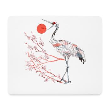 Geometrischer Reiher mit Kirschblüten - Mousepad (Querformat) - Weiß - Vorne