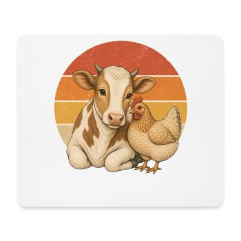 Cow And Chicken - Mousepad (Querformat) - Weiß - Vorne