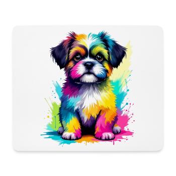 Bunter Shih Tzu Welpe Farbexplosion - Mousepad (Querformat) - Weiß - Vorne