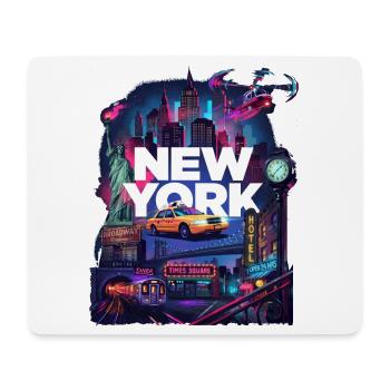 Neon New York Cityscape - Mousepad (Querformat) - Weiß - Vorne