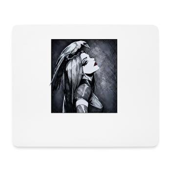 Rabenporträt Gothic Stil - Mousepad (Querformat) - Weiß - Vorne