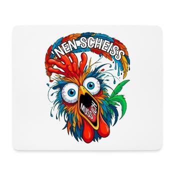 Verrücktes Huhn Nen Scheiss Muss Ich Spruch - Mousepad (Querformat) - Weiß - Vorne