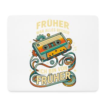 Retro Kassette Früher war alles besser - Mousepad (Querformat) - Weiß - Vorne