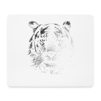 Black and White Tiger Portrait - Mouse Pad (horizontal) - white - Front