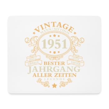Vintage 1951 Jahrgang Mann 75. Geburtstag - Mousepad (Querformat) - Weiß - Vorne