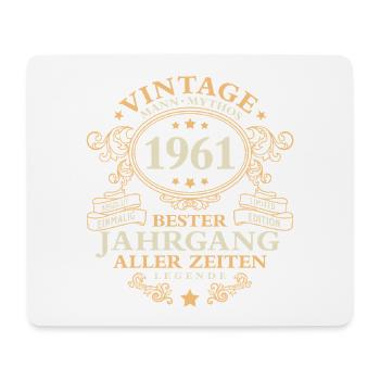Vintage 1961 Jahrgang Mann 65. Geburtstag - Mousepad (Querformat) - Weiß - Vorne