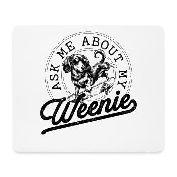 Dackel auf Skateboard – Cooler Weenie Dog Vintage - Mousepad (Querformat) - Weiß - Vorne