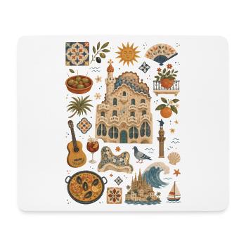 Barcelona | Mittelmeer, Gaudí & Genuss - Mousepad (Querformat) - Weiß - Vorne