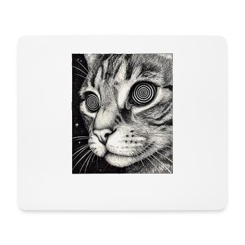 Hypnotischer Katzenblick im All - Mousepad (Querformat) - Weiß - Vorne