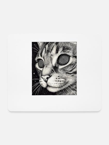 Hypnotischer Katzenblick im All - Mousepad (Querformat) - Weiß
