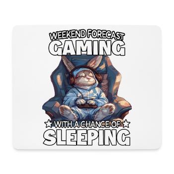 Wochenend Gaming: Schlafender Hase - Mousepad (Querformat) - Weiß - Vorne