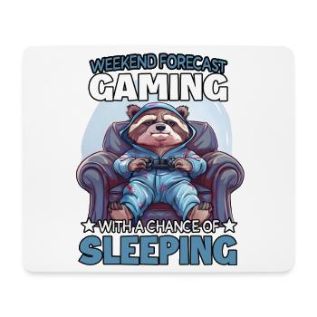 Waschbär-Gamer im Schlafmodus - Mousepad (Querformat) - Weiß - Vorne