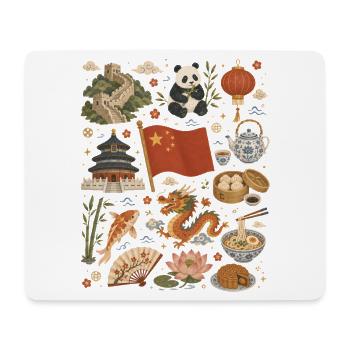 Chine | Culture du mur, du panda et du thé - Tapis de souris (format paysage) - blanc - Devant