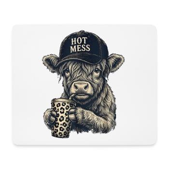 Hot Mess Cow with Leopard Mug - Mouse Pad (horizontal) - white - Front
