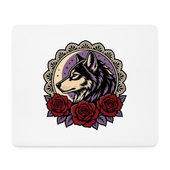 Gothic Wolf Roses Lace Moon Tattoo - Mouse Pad (horizontal) - white - Front