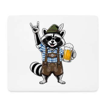 Raccoon in leather pants with beer and skirt salute - Mouse Pad (horizontal) - white - Front