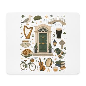 Dublin | Harp, Coast & Shamrock - Mouse Pad (horizontal) - white - Front