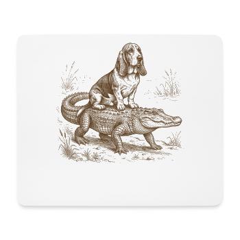 Funny Basset Hound Dog Breed Alligator - Mouse Pad (horizontal) - white - Front