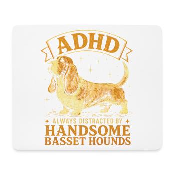 Funny Basset Hound Dog Breed ADHD - Mouse Pad (horizontal) - white - Front