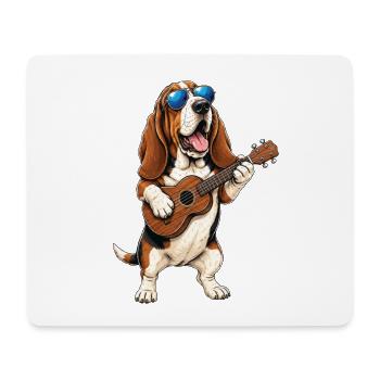 Basset Hound Playing Guitar - Music Dog Dad - Mouse Pad (horizontal) - white - Front
