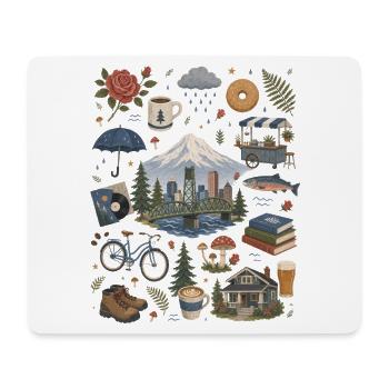 Portland, Oregon Coffee, Nature & Roses - Mouse Pad (horizontal) - white - Front
