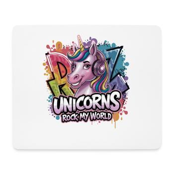 Unicorns Rock My World Unicorn With Headphones - Mouse Pad (horizontal) - white - Front