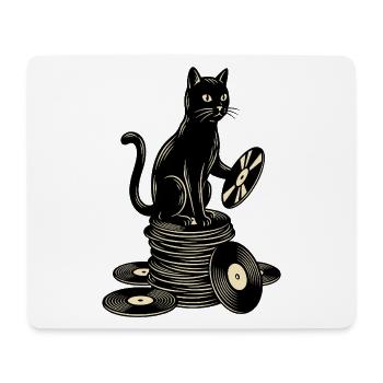 Lustige Katze auf Schallplatten Vinyl LP Musik - Mousepad (Querformat) - Weiß - Vorne