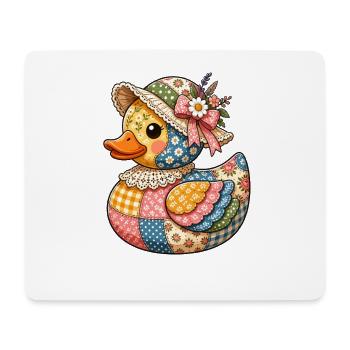 Patchwork Duck with Flower Hat - Mouse Pad (horizontal) - white - Front
