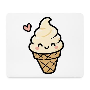 Cornet de glace à la vanille Kawaii - Tapis de souris (format paysage) - blanc - Devant