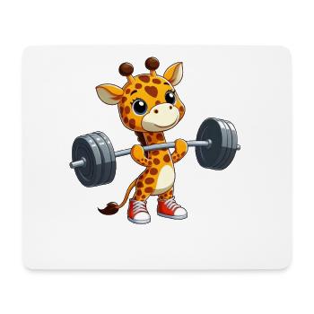Giraffe Dumbbell Cartoon Fitness Workout Training - Mouse Pad (horizontal) - white - Front