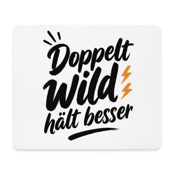Doppelt_Wild_haelt_besser_Schwarz - Mousepad (Querformat) - Weiß - Vorne